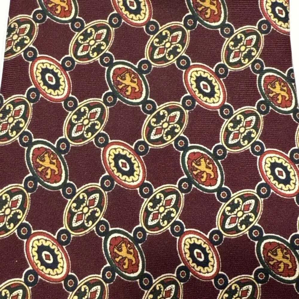VTG Tommy Hilfiger REPP Necktie Silk Foulard Medallion Made in USA 59